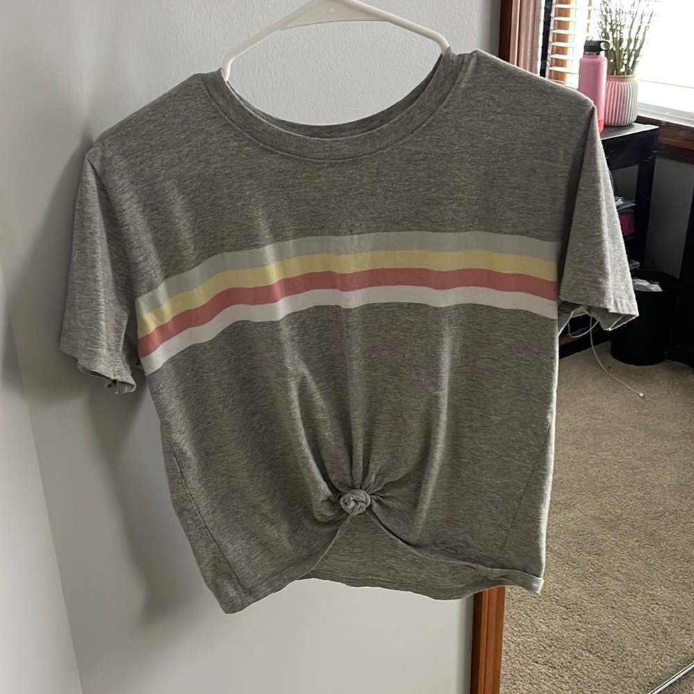 Hollister rainbow stripe T shirt cropped